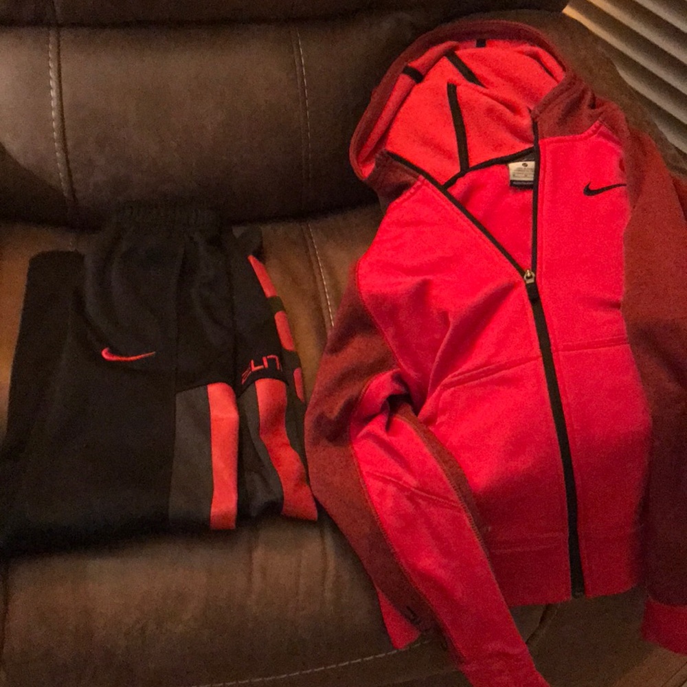 Nike elite pants and hoodie red and black